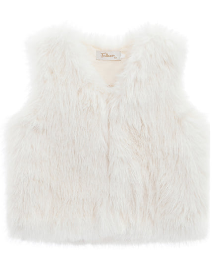 kids atelier tulleen Ivory Faux Fur Chic Vest