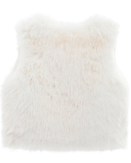 kids atelier tulleen Ivory Faux Fur Chic Vest
