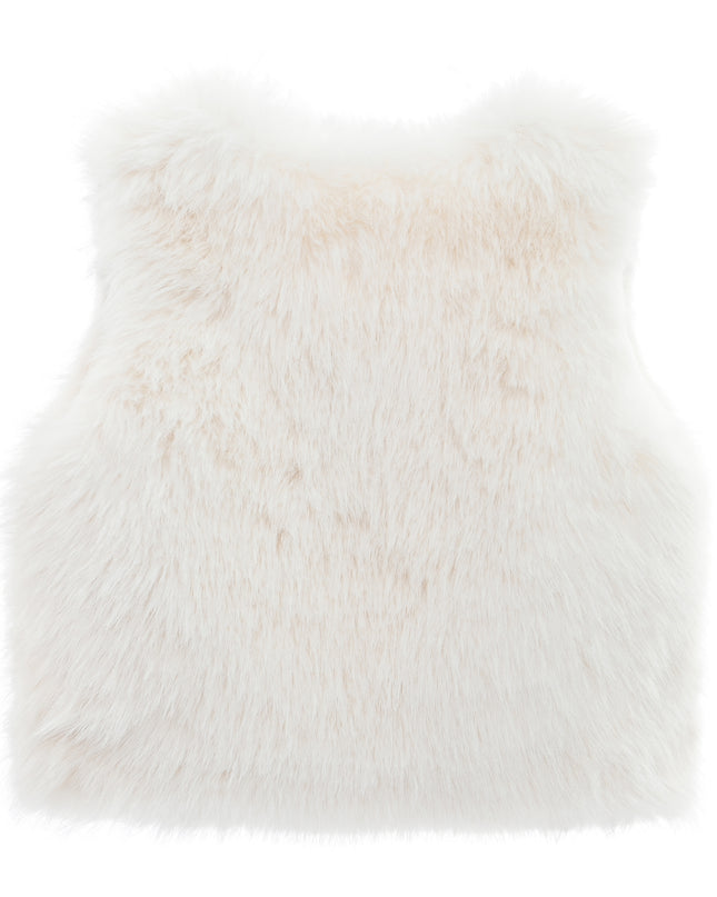 kids atelier tulleen Ivory Faux Fur Chic Vest