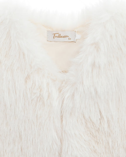 kids atelier tulleen Ivory Faux Fur Chic Vest