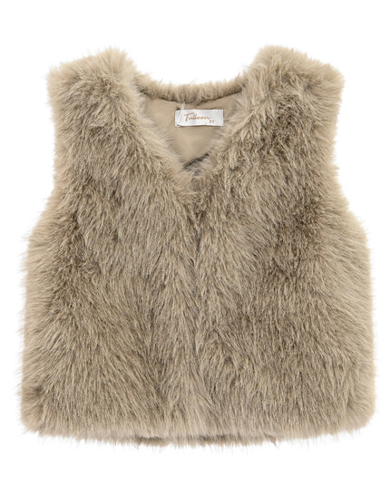 kids atelier tulleen Khaki Faux Fur Chic Vest