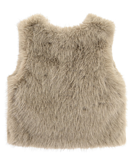 kids atelier tulleen Khaki Faux Fur Chic Vest