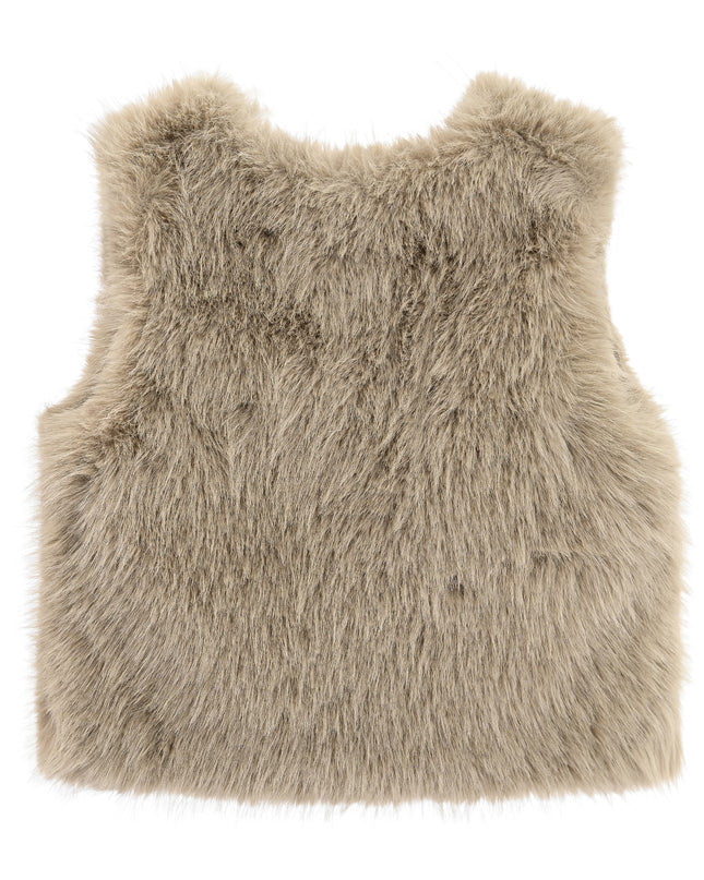 kids atelier tulleen Khaki Faux Fur Chic Vest