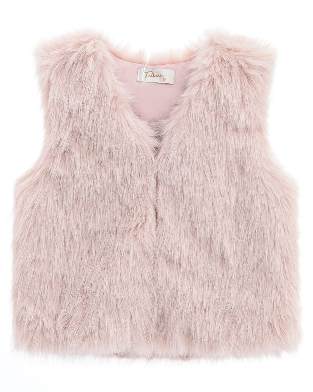 kids atelier tulleen Rose Faux Fur Chic Vest