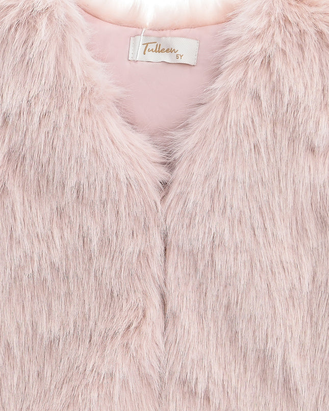 kids atelier tulleen Rose Faux Fur Chic Vest