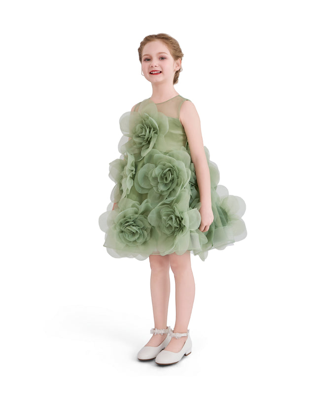 kids atelier tulleen Green Briellea Embellished Sleeveless Dress