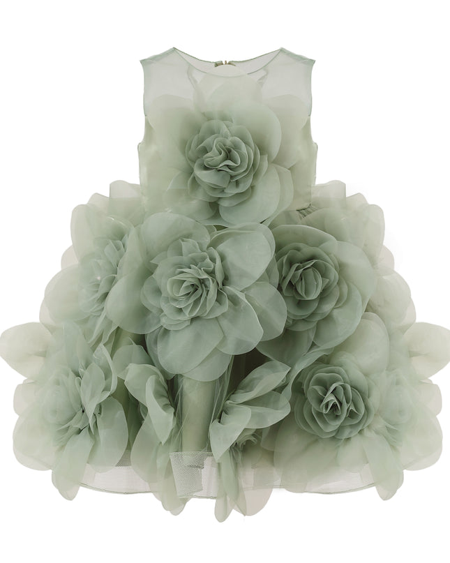 kids atelier tulleen Green Briellea Embellished Sleeveless Dress