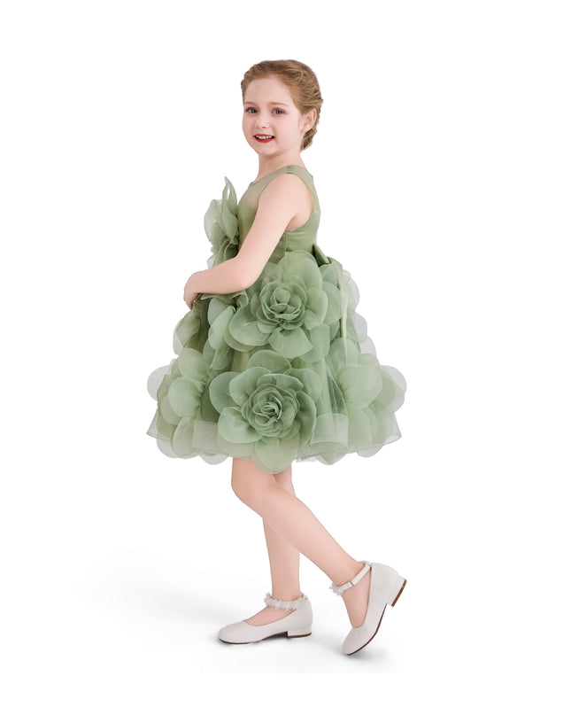 kids atelier tulleen Green Briellea Embellished Sleeveless Dress