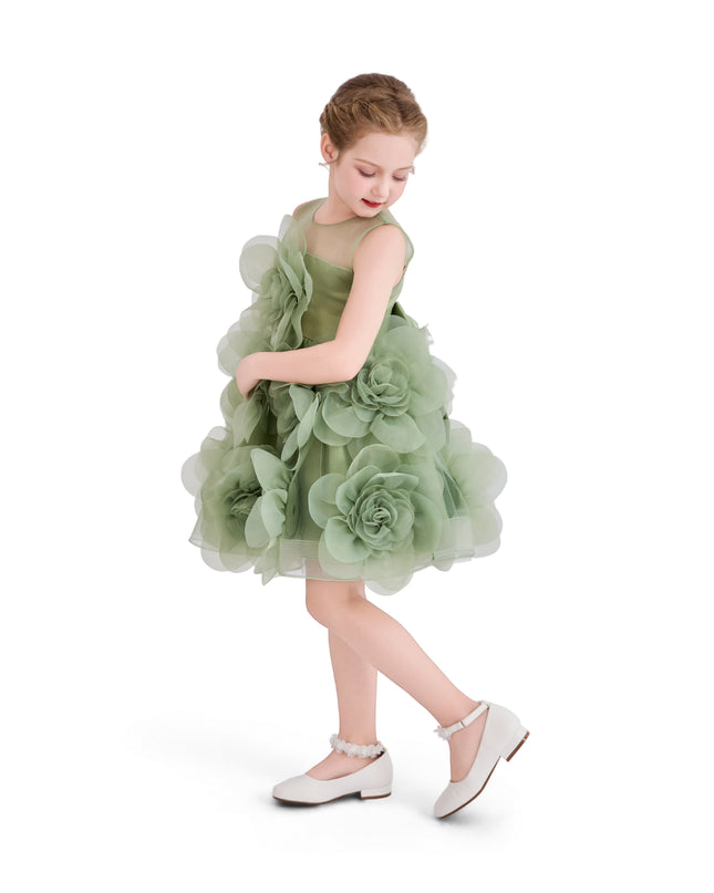 kids atelier tulleen Green Briellea Embellished Sleeveless Dress