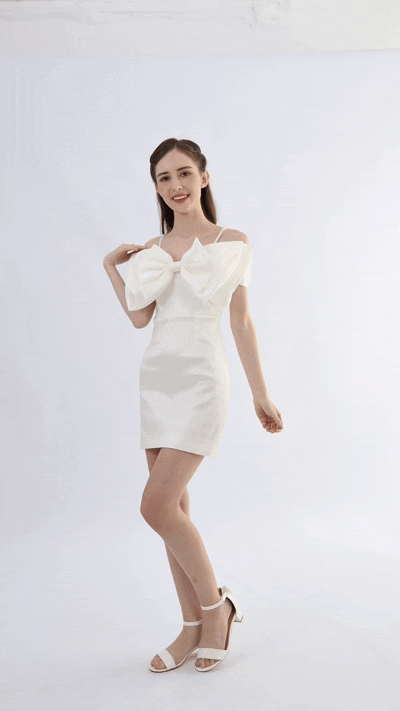 kids atelier tulleen White Bow Mini Dress