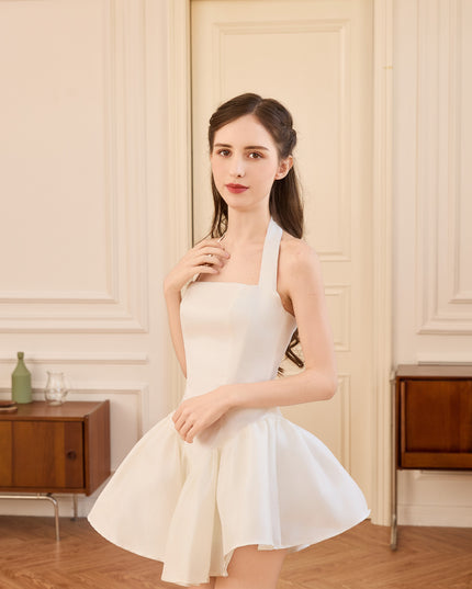 kids atelier tulleen White Halter Flared Dress