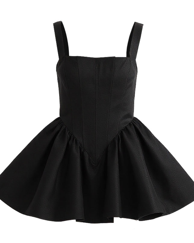 kids atelier tulleen Black Square-Neck Flared Dress