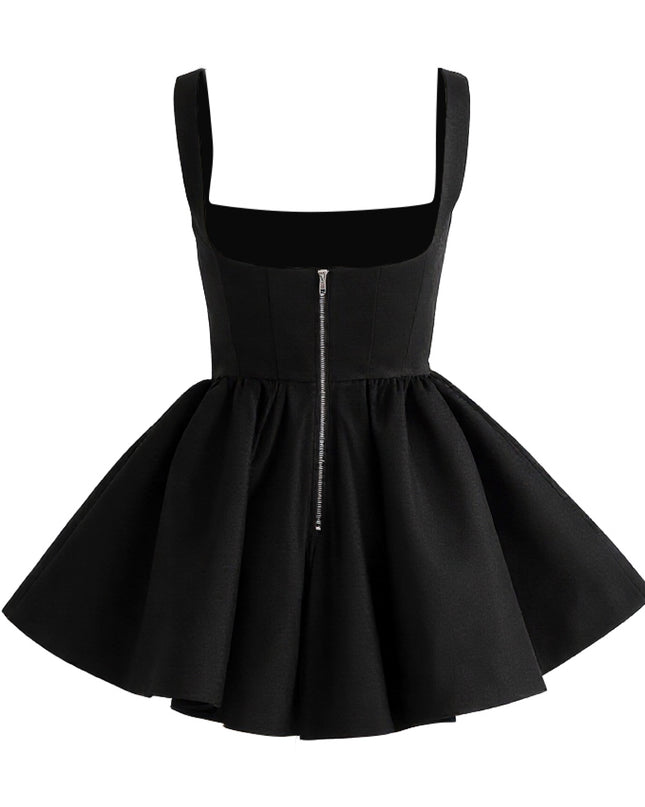 kids atelier tulleen Black Square-Neck Flared Dress