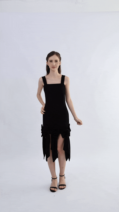 kids atelier tulleen Black Bow-Tail Dress