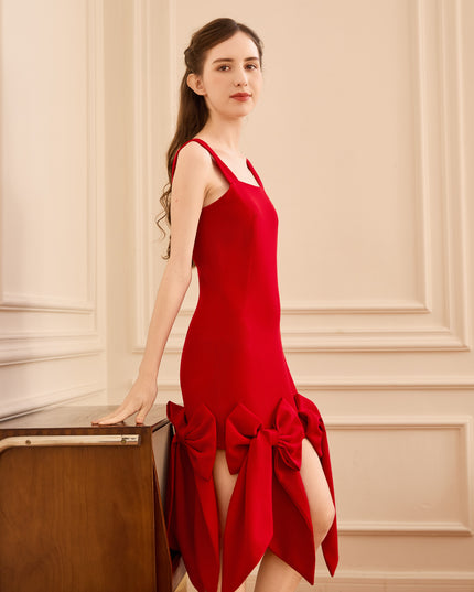 kids atelier tulleen Radiant Red Bow-Tail Dress