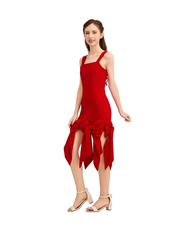 kids atelier tulleen Radiant Red Bow-Tail Dress