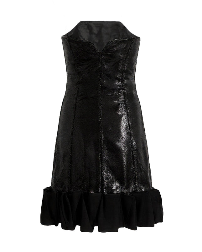 kids atelier tulleen Black Satin Strapless Dress