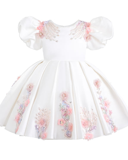 kids atelier tulleen White Noeline Floral Appliqué Dress
