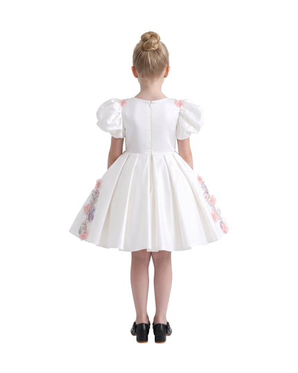 kids atelier tulleen White Noeline Floral Appliqué Dress