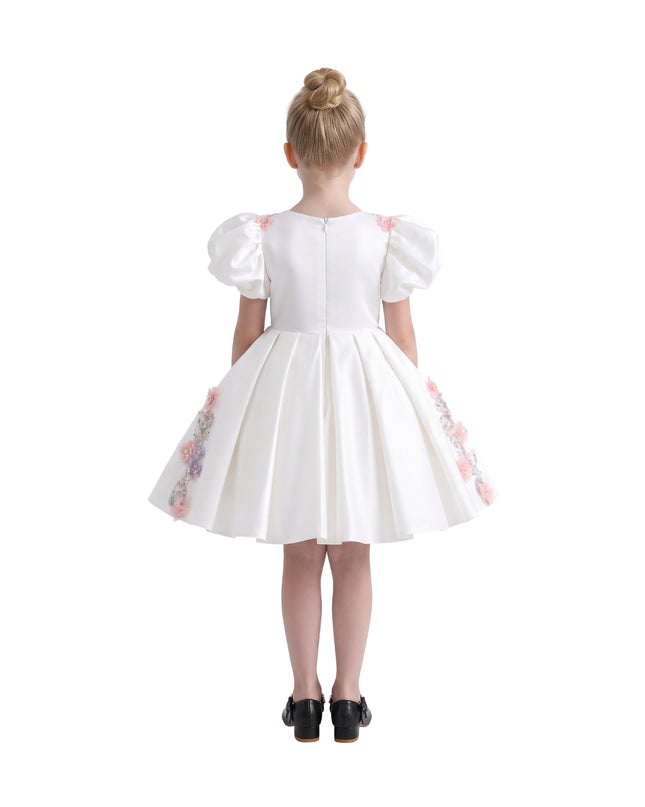 kids atelier tulleen White Noeline Floral Appliqué Dress