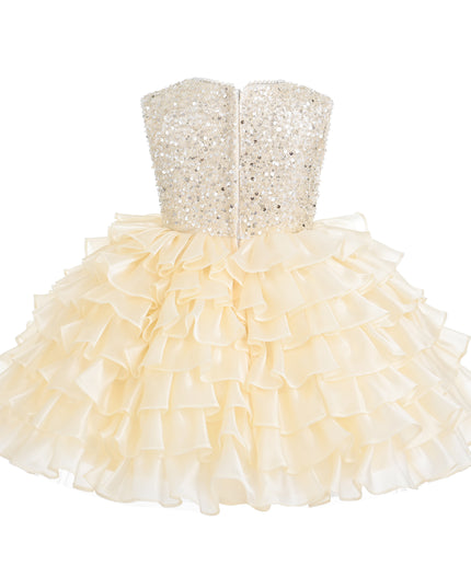 kids atelier tulleen Cream Lucinda Sequin Ruffle Dress