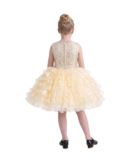 kids atelier tulleen Cream Lucinda Sequin Ruffle Dress