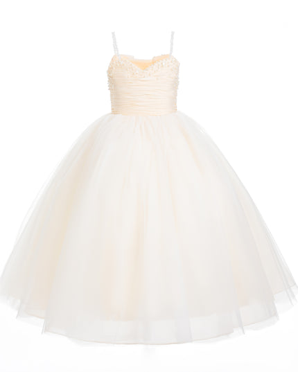 kids atelier tulleen Cream Maristella Ruched Tulle Gown