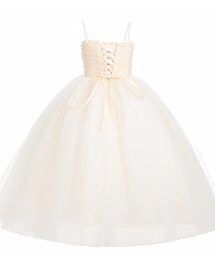 kids atelier tulleen Cream Maristella Ruched Tulle Gown