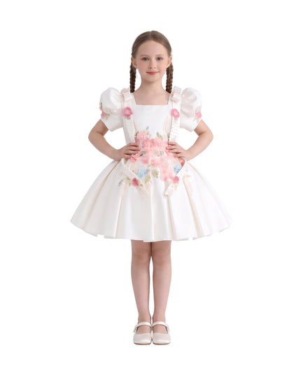 kids atelier tulleen White Elarose Floral Embellished Dress