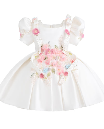 kids atelier tulleen White Elarose Floral Embellished Dress