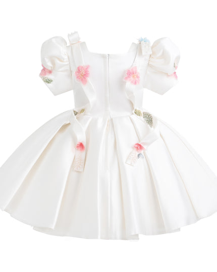 kids atelier tulleen White Elarose Floral Embellished Dress