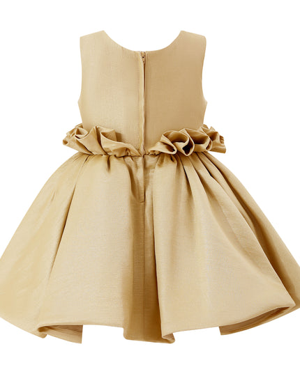 kids atelier tulleen Gold Ruffle Waist Formal Dress