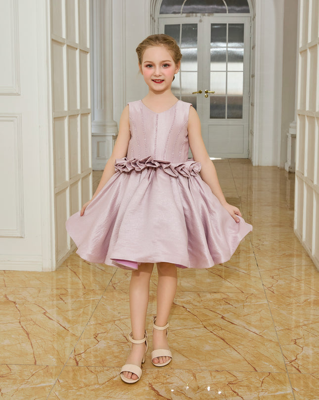kids atelier tulleen Purple Ruffle Waist Formal Dress