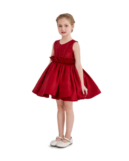 kids atelier tulleen Red Ruffle Waist Formal Dress