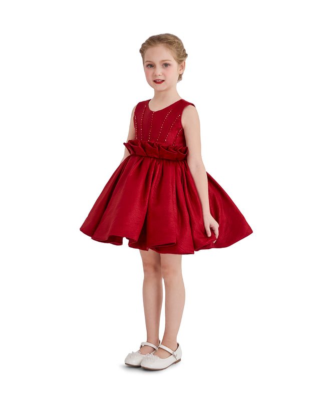 kids atelier tulleen Red Ruffle Waist Formal Dress