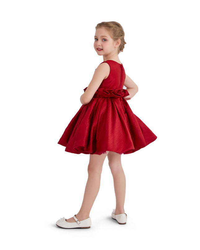 kids atelier tulleen Red Ruffle Waist Formal Dress