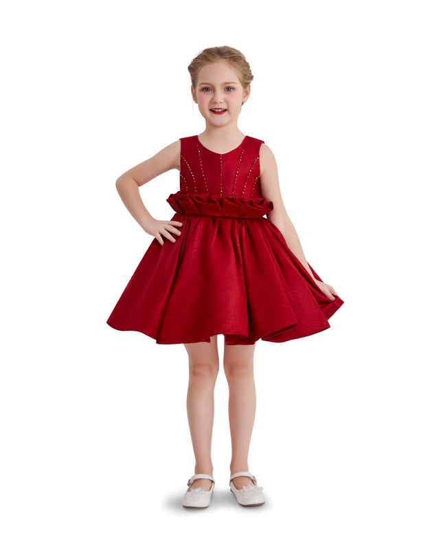 kids atelier tulleen Red Ruffle Waist Formal Dress
