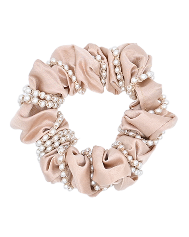 mimi tutu-MTPCS25008-Pearl Wrapped Satin Scrunchie