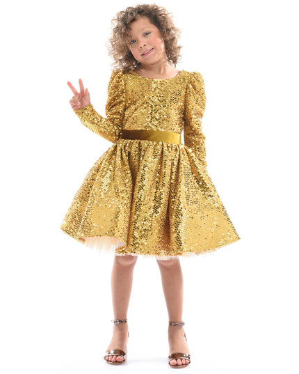 Tulleen-T92211-Gold-Merribrook-Sequined Dress