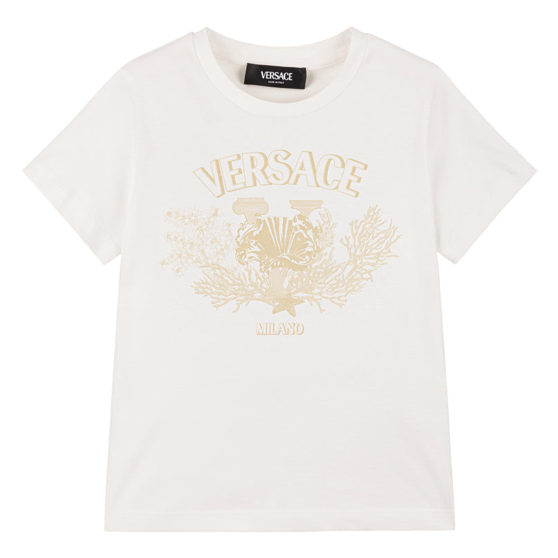 Ivory Cotton University Coral T-Shirt