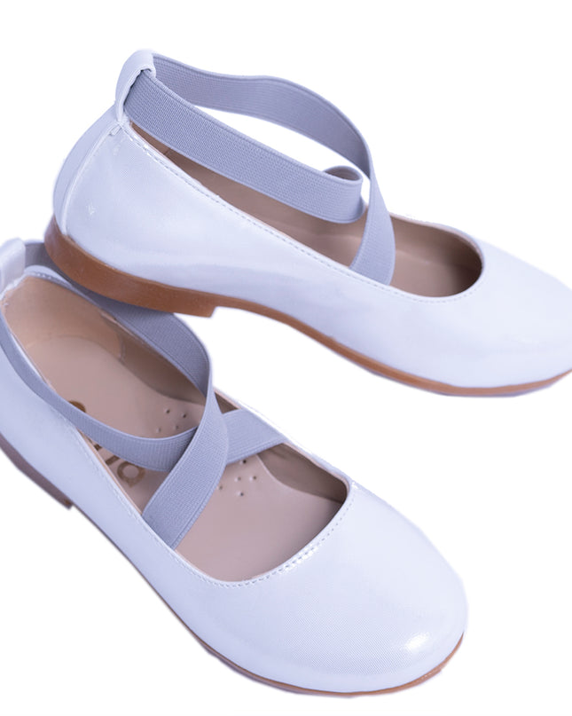 PERLA-V50B-WHITE/GREY-SATIN BALLERINA FLATS