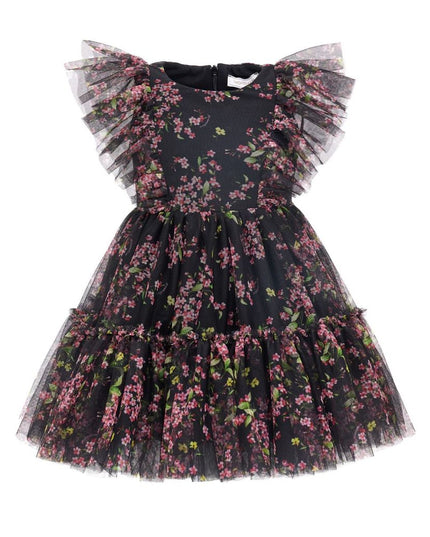 MONNALISA-FLORAL PRINT TULLE DRESS-110920-0612-5095-