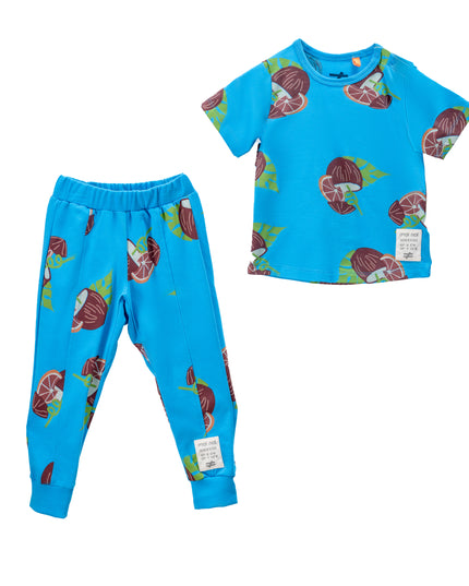 moi noi-MN5165-BLUE-BLUE-KNITTED SWEAT SHORT SET