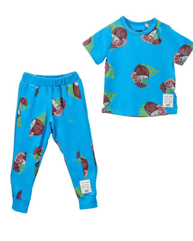 moi noi-MN5165-BLUE-BLUE-KNITTED SWEAT SHORT SET