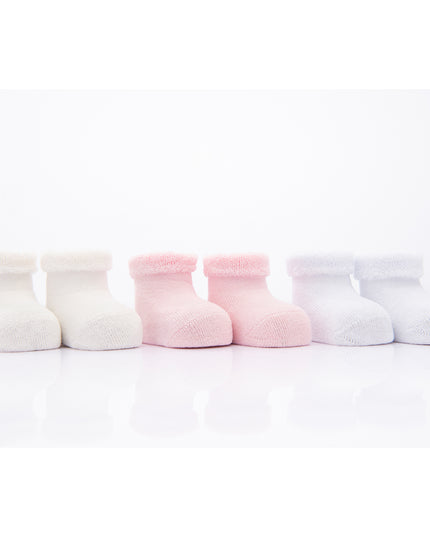 BANBLU-TERRY TRIM SOCK SET-15-01-0022-CREAM/PINK/WHITE