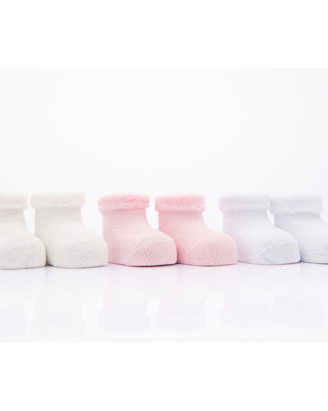 BANBLU-TERRY TRIM SOCK SET-15-01-0022-CREAM/PINK/WHITE