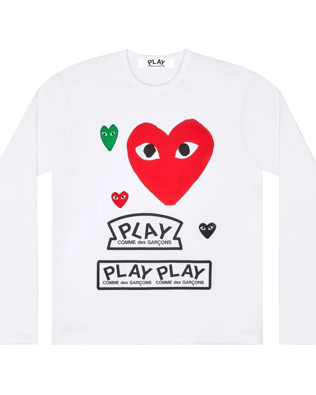 Comme Des Garcons-LS Heart Play Logo T-Shirt-AZ-T283-051-1