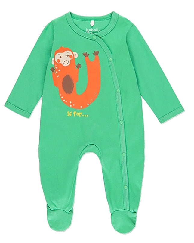 Boboli-112082-4529-mint-Knit play suit "animals" for baby