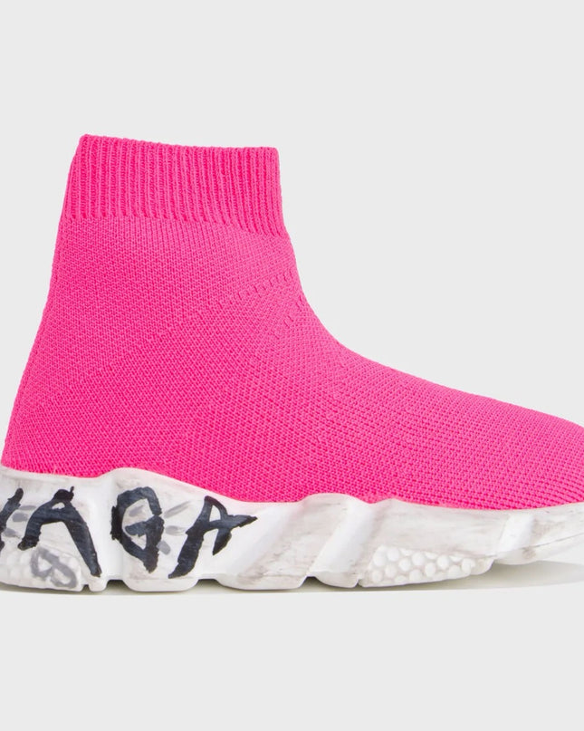 Balenciaga-SPEED LT RECY.K/SOLE GRAFFITI-597425-W2DD4-5091-Fl Pink/Whi Grf