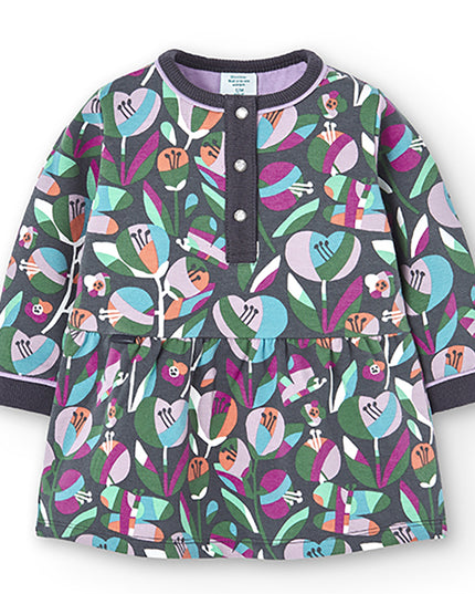 Boboli-print-Fleece dress floral for baby girl-225010-9949